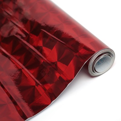 Плёнка самоклеящаяся «Квадраты», голография, красная, 0.45×3 м, 30 мкм