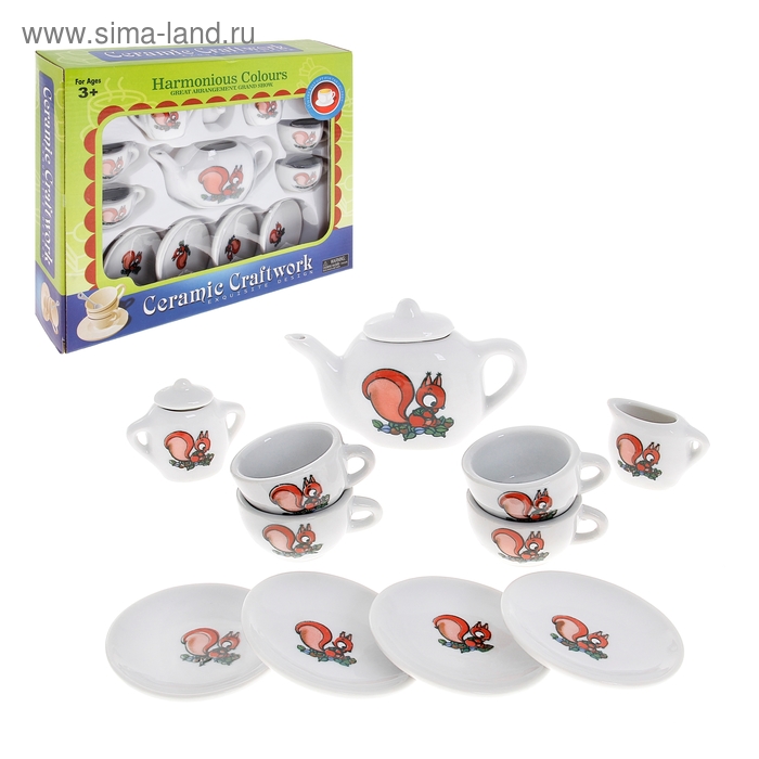 Набор фарфоровой посуды для кукол "Белочка", 11 предметов - Фото 1