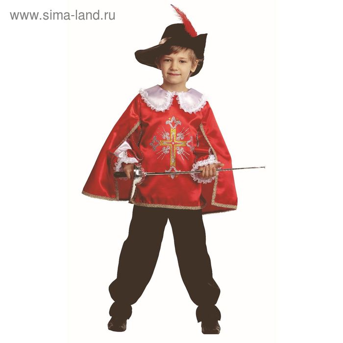 Карнавальный костюм «Мушкетёр» красный, текстиль, размер 36, рост 146 см - Фото 1