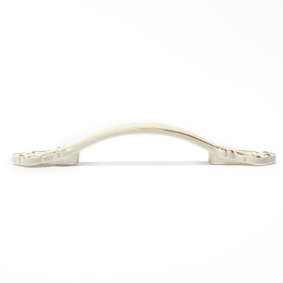 Ручка-скоба мебельная РС201, м/о 96 мм, белая, с золотой вставкой