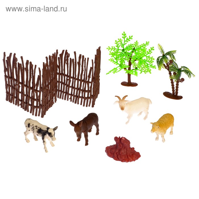 Набор животных "Обитатели фермы", 4 фигурки с аксессуарами - Фото 1