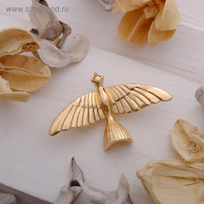 Брошь «Птица» Сойка-пересмешница, цвет золото - Фото 1