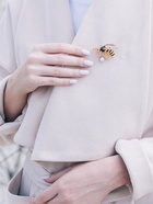 Брошь «Пчелка» с бусиной, цветная в золоте - Фото 2