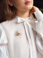 Брошь «Шмель», цвет чёрно-белый в золоте - Фото 4