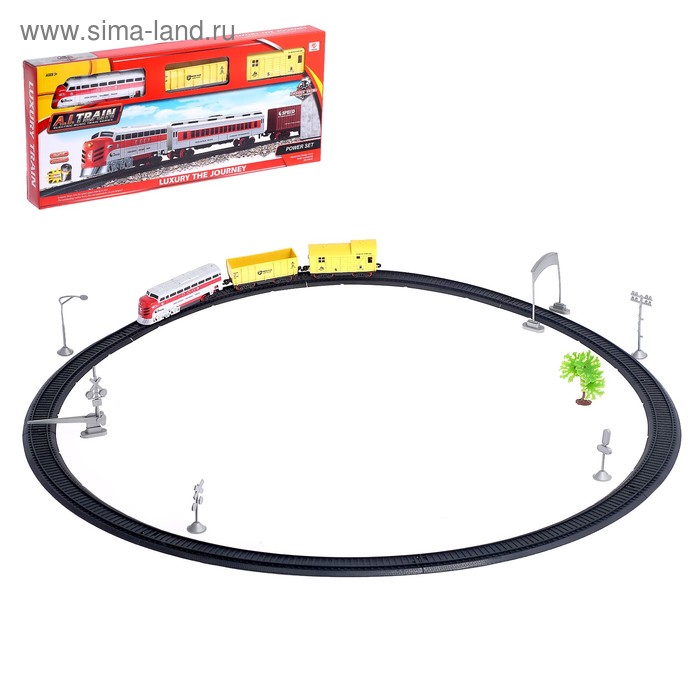 Железная дорога «Грузовой локомотив», со световыми и звуковыми эффектами, длина пути 2,92 м, цвета МИКС - Фото 1