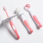 Набор детских зубных щёток-массажеров (силикон/нейлон), с ограничителем, цвет розовый - фото 8683060