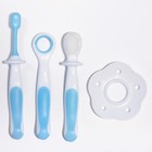 Набор детских зубных щёток-массажеров (силикон/нейлон), с ограничителем, цвет голубой - Фото 2