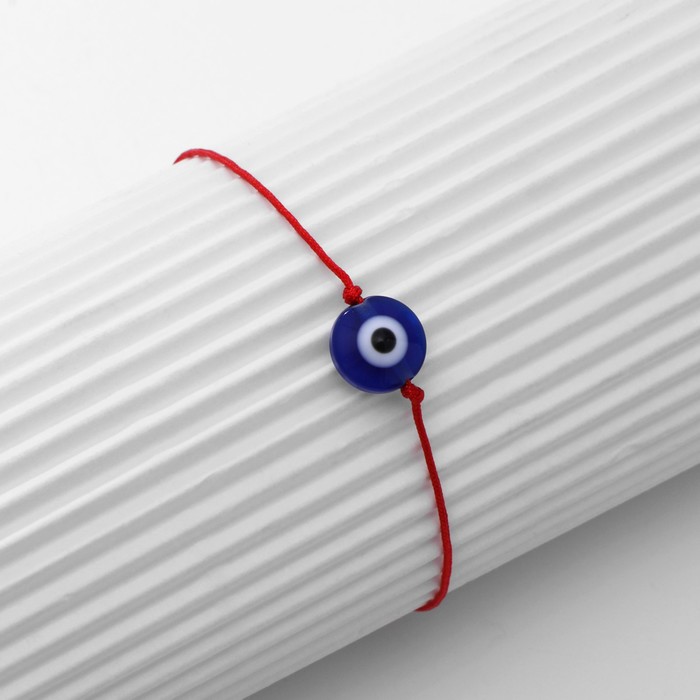 Браслет-оберег «Красная нить» талисман защиты, глазик от сглаза, цвет синий, d=8 см - Фото 1