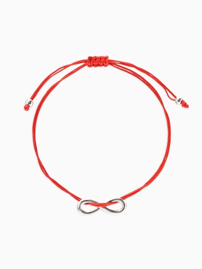 Браслет-оберег «Красная нить» бесконечность, цвет серебро, d=8 см