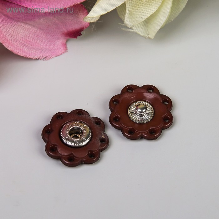 Кнопки пришивные декоративные, d = 21 мм, 5 шт, цвет коричневый