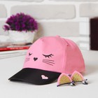 Кепка детская для девочки «Кошечка», с заколочками, р-р. 52-54 см, 5-7 лет - Фото 4