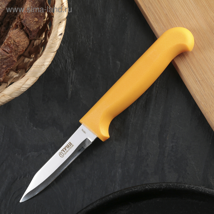 Нож для овощей «Элегант», лезвие 7,5 см, жёлтая рукоять - Фото 1