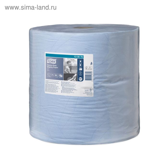 Протирочная бумага Tork повышенной прочности в рулоне (W1) голубая, 37 см, 1000 листов - Фото 1