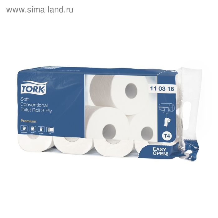 Туалетная бумага для диспенсера Tork в стандартных рулонах (T4) ультрамягкая, 250 листов - Фото 1