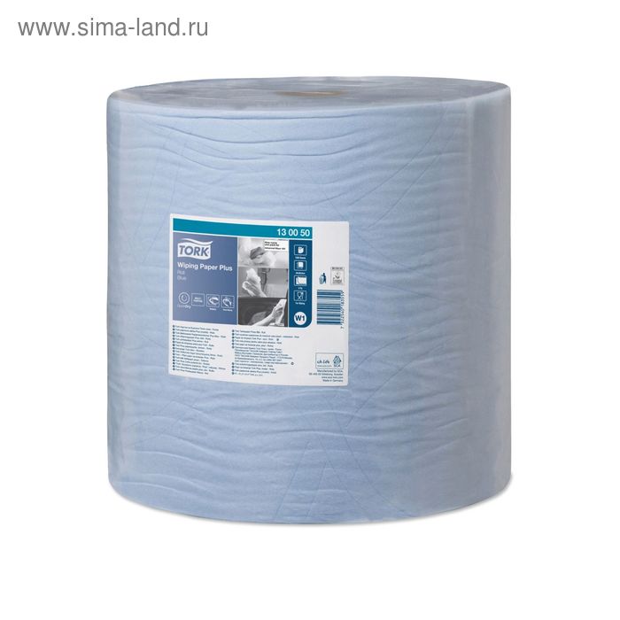 Протирочная бумага Tork Плюс в рулоне (W1) голубая, 37 см, 1500 листов - Фото 1