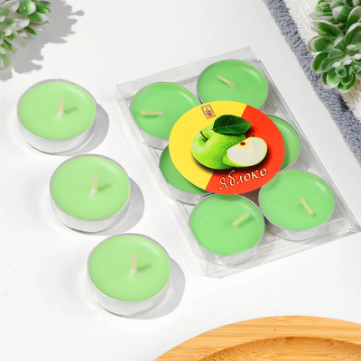 Набор свечей ароматических чайных 6 шт., яблоко