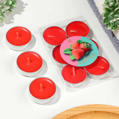 Набор свечей ароматических чайных 6 шт., клубника