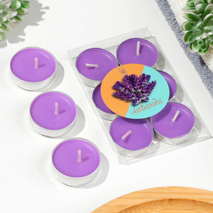 Набор свечей ароматических чайных 6 шт., лаванда - Фото 1