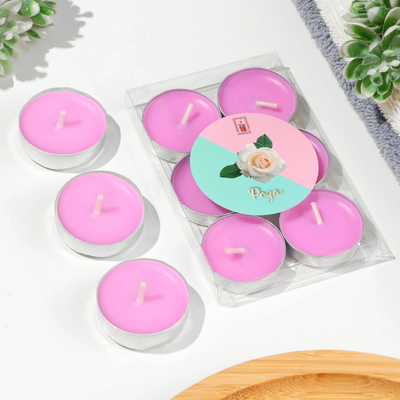 Набор свечей ароматических чайных 6 шт., роза