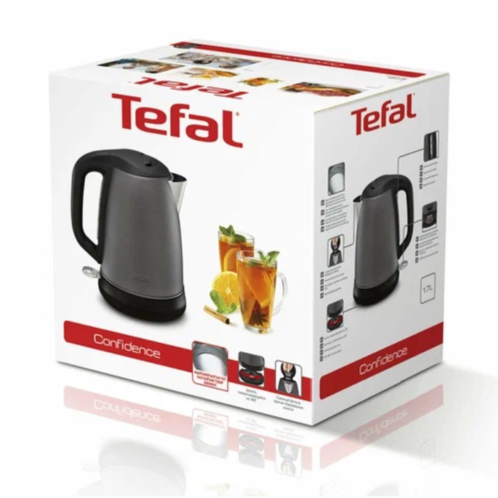 Чайник электрический Tefal KI270930, металл, 1.7 л, 2400 Вт, серый - фото 51665848