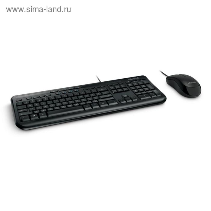 Комплект клавиатура и мышь Microsoft Wired Desktop 600, проводной, мембранный, USB, черный - Фото 1