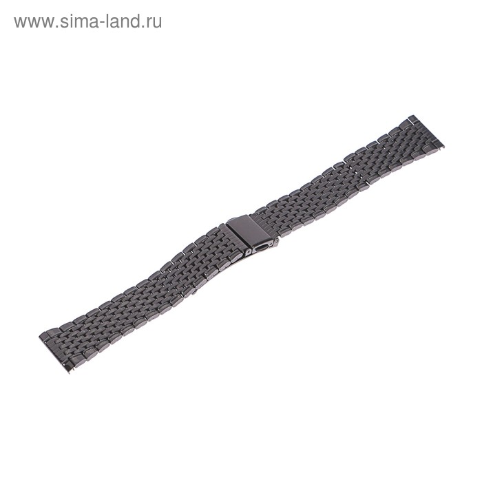Ремешок для часов 20 мм, металл, длина 17 см, чёрный - Фото 1