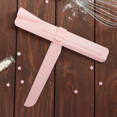 Шпатель кондитерский угловой Доляна, 2 части, 23.5×4.7×2.6 см, пластик, розовый