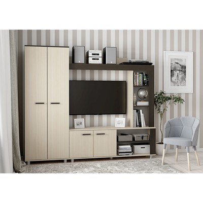 Гостиная «София-2», 1900×2200×370 мм, цвет венге/дуб молочный