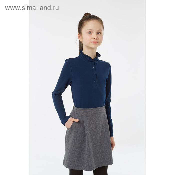 Блузка для девочки, рост 128 см, цвет синий - Фото 1