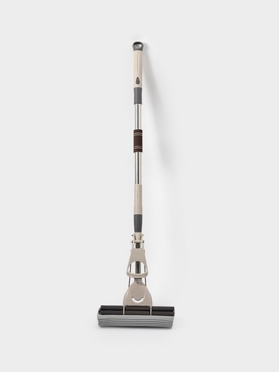 Швабра для мытья пола PVA с двойным роликовым отжимом Доляна, стальной телескоп черенок 28×6×106(130) см