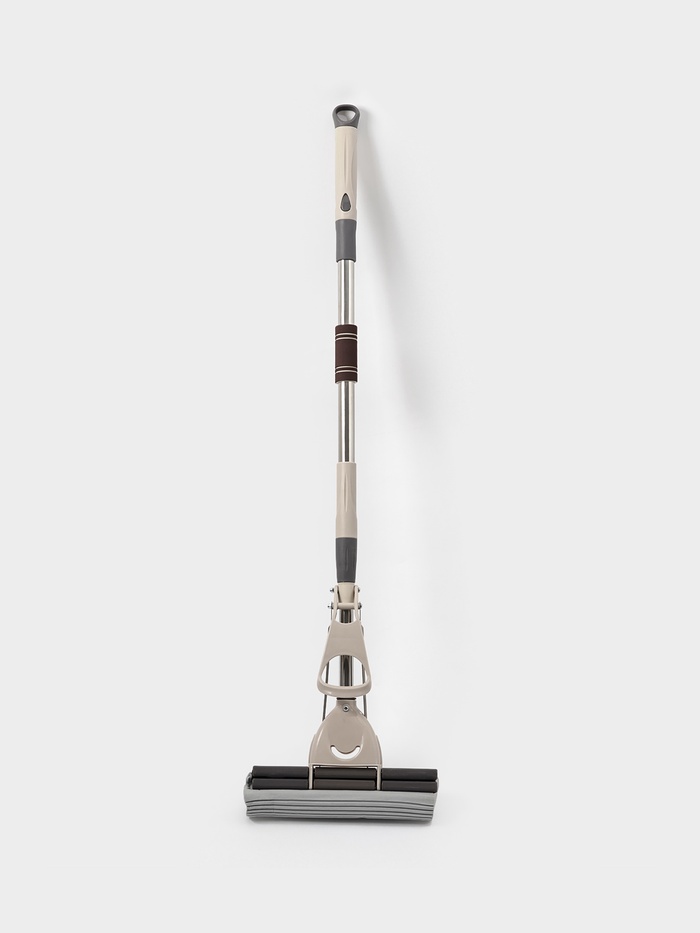 Швабра для мытья пола PVA с двойным роликовым отжимом Доляна, стальной телескоп черенок 28×6×106(130) см - Фото 1