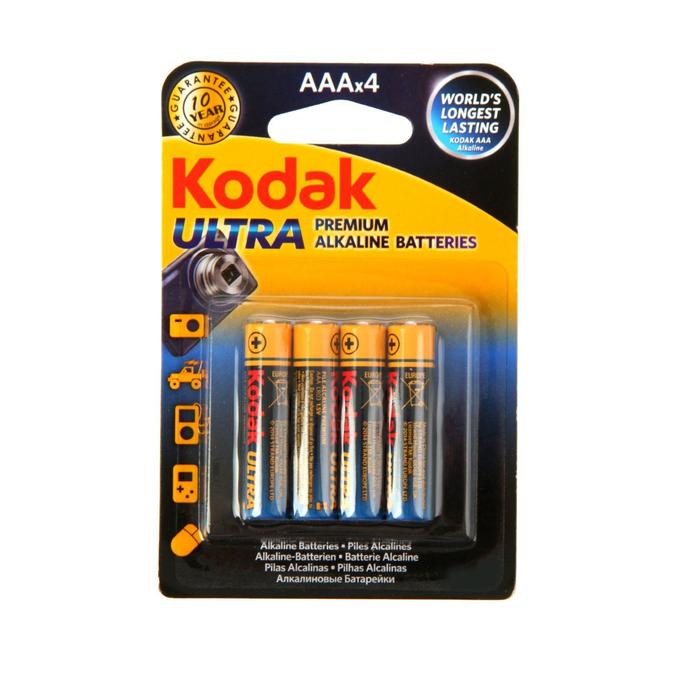 Батарейка алкалиновая Kodak Ultra, AAA, LR03-4BL, 1.5В, блистер, 4 шт. - Фото 1