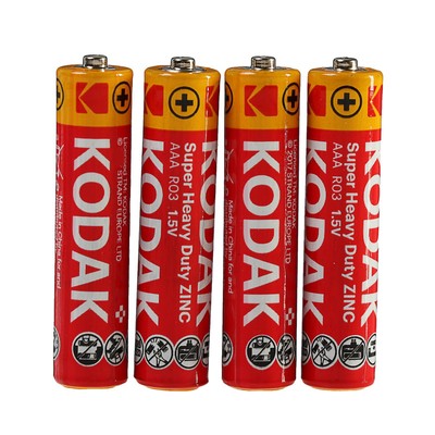 Батарейка солевая Kodak Super Extra Heavy Duty, AAA, R03-4BL, 1.5 В, блистер, 4 шт.