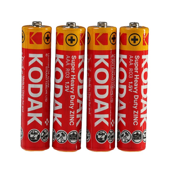 Батарейка солевая Kodak Extra Heavy Duty, AAA, R03-4BL, 1.5В, блистер, 4 шт. - фото 51316591