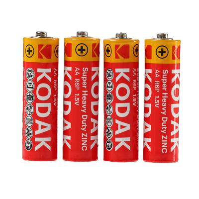 Батарейка солевая Kodak Super Extra Heavy Duty, AA, R6-4BL, 1.5 В, блистер, 4 шт.