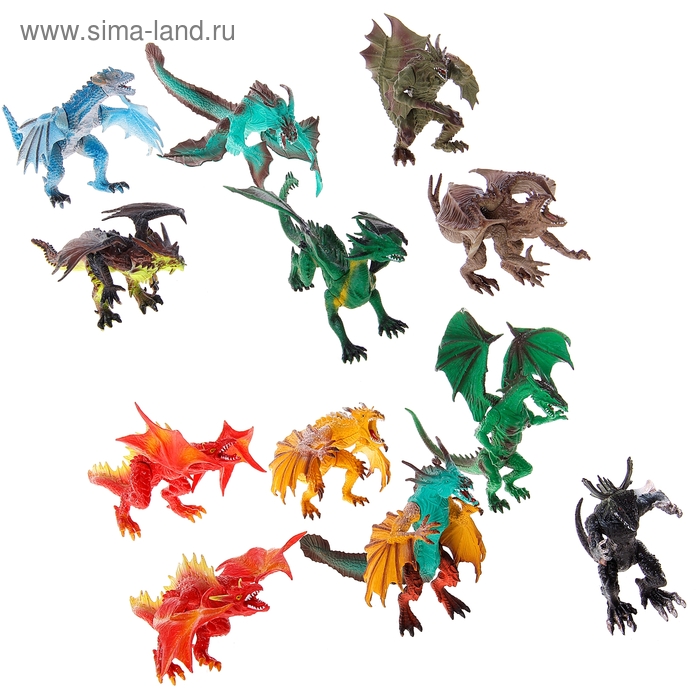 Фигурка животного "Дракон" (набор 12 шт) - Фото 1