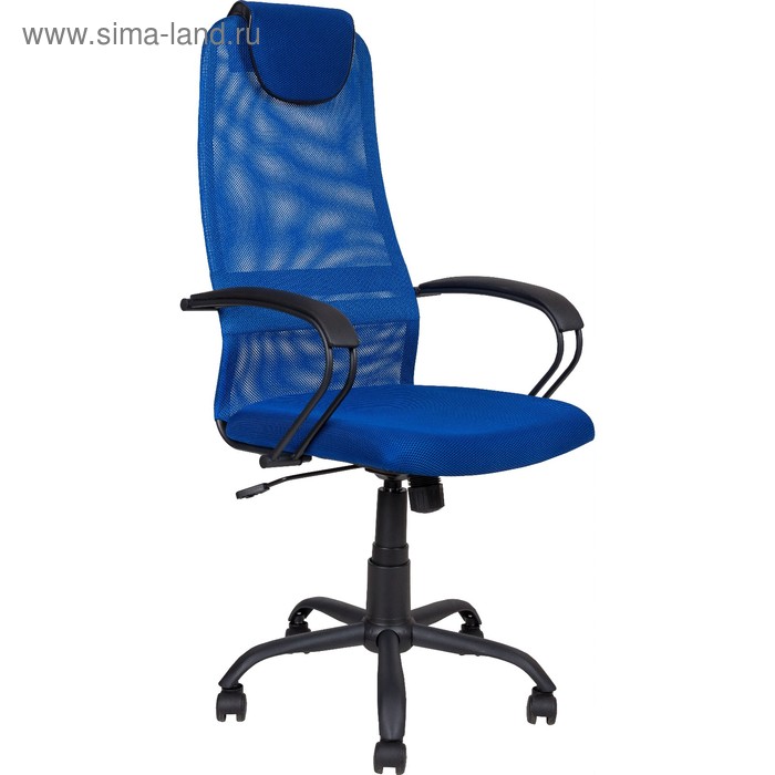 Кресло AV 142 ML, искусственная кожа/сетка, чёрное/синее - Фото 1