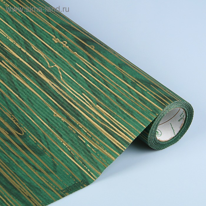 Бумага упаковочная крафт в рулоне, зелёно-золотой, 0,5 х 10 м - Фото 1