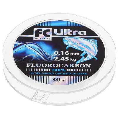 Леска Aqua FC Ultra Fluorocarbon, диаметр 0.16 мм, тест 2.45 кг, 30 м, прозрачная