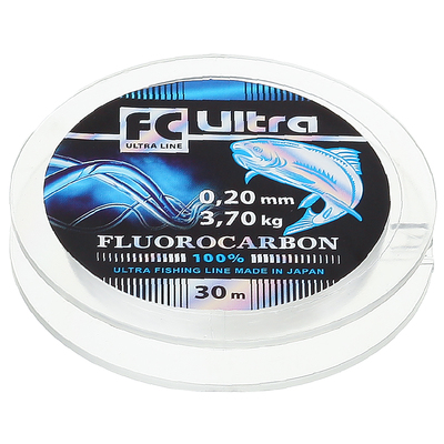 Леска Aqua FC Ultra Fluorocarbon, диаметр 0.20 мм, тест 3.7 кг, 30 м, прозрачная