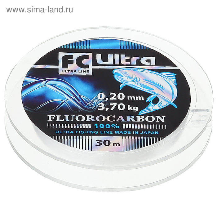 Леска Aqua FC Ultra Fluorocarbon, диаметр 0.20 мм, тест 3.7 кг, 30 м, прозрачная - Фото 1