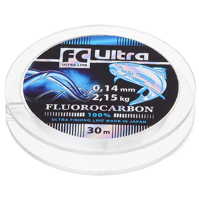 Леска Aqua FC Ultra Fluorocarbon, диаметр 0.14 мм, тест 2.15 кг, 30 м, прозрачная
