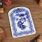 Доска разделочная новогодняя Дарим Красиво «Гжель.Катание на санках», 19.5×27.5×0.6 см, дерево - Фото 1