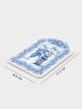 Доска разделочная новогодняя Дарим Красиво «Гжель.Снеговик», 19.5?27.5?0.6 см, дерево, рисунок МИКС (комплект 2 шт)