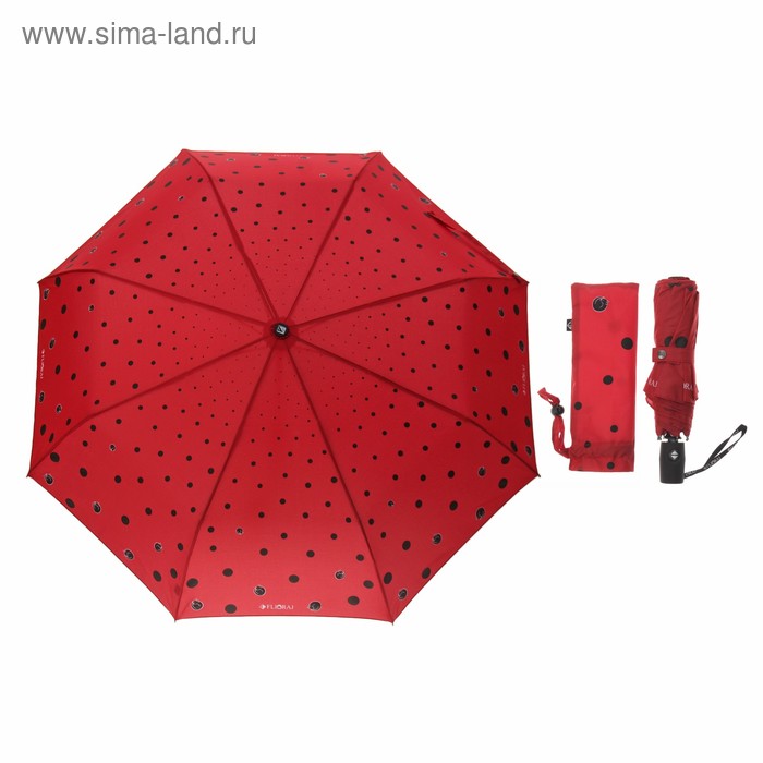 Зонт полуавтоматический "Кошки в городе", R=50см, цвет красный - Фото 1