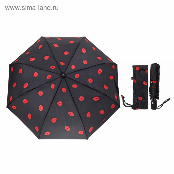 Зонт автоматический "Очаровательные губки", R=50см, цвет чёрный - Фото 1