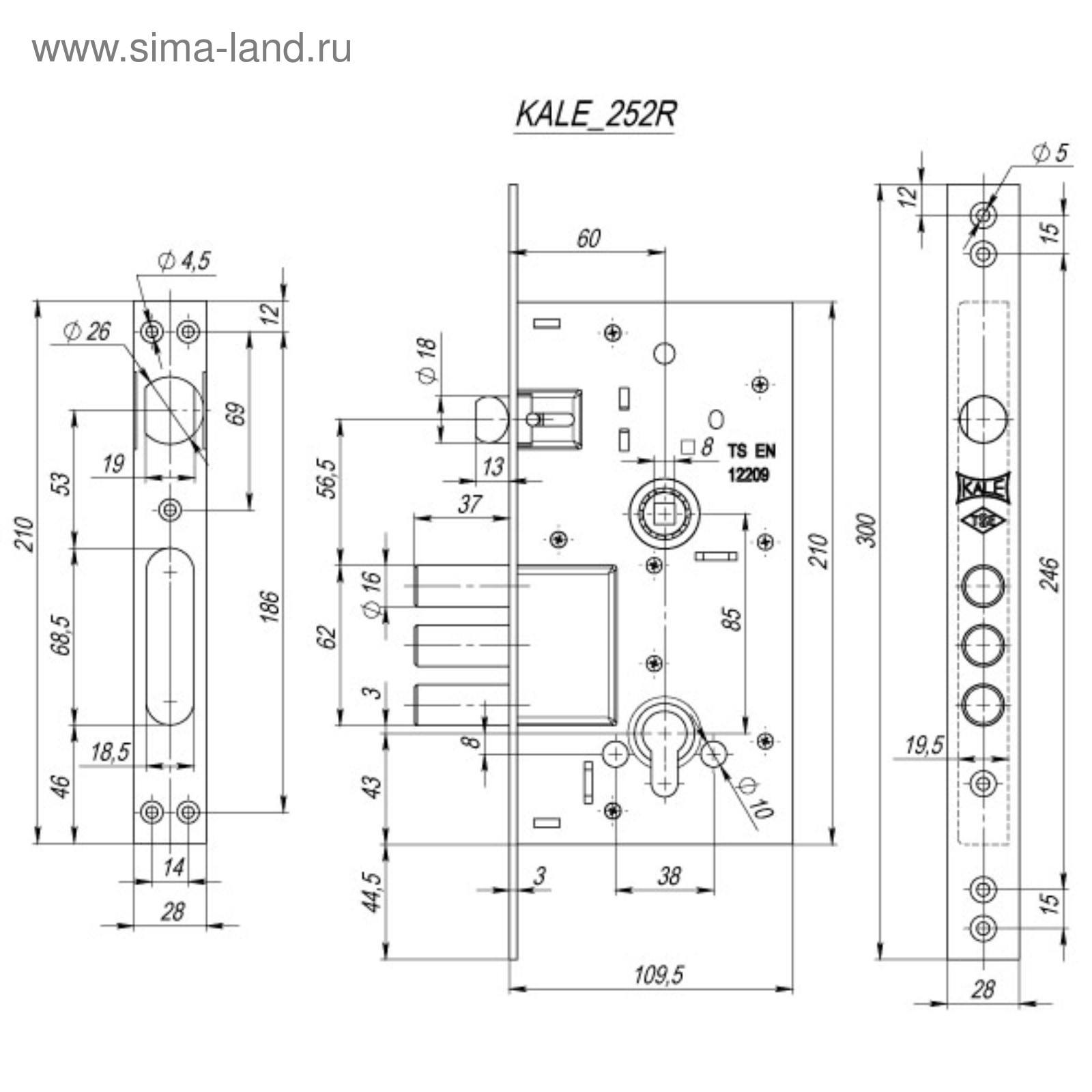 Замок врезной цилиндровый zirh kilit 252 r карат