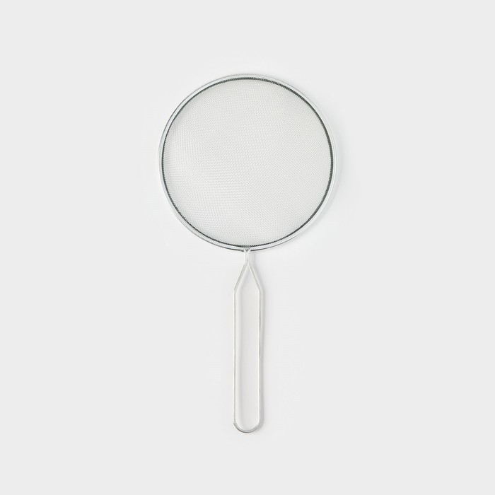 Сито для просеивания с ручкой Доляна «Помощник», d=14 см, нержавеющая сталь, серебристое - Фото 1