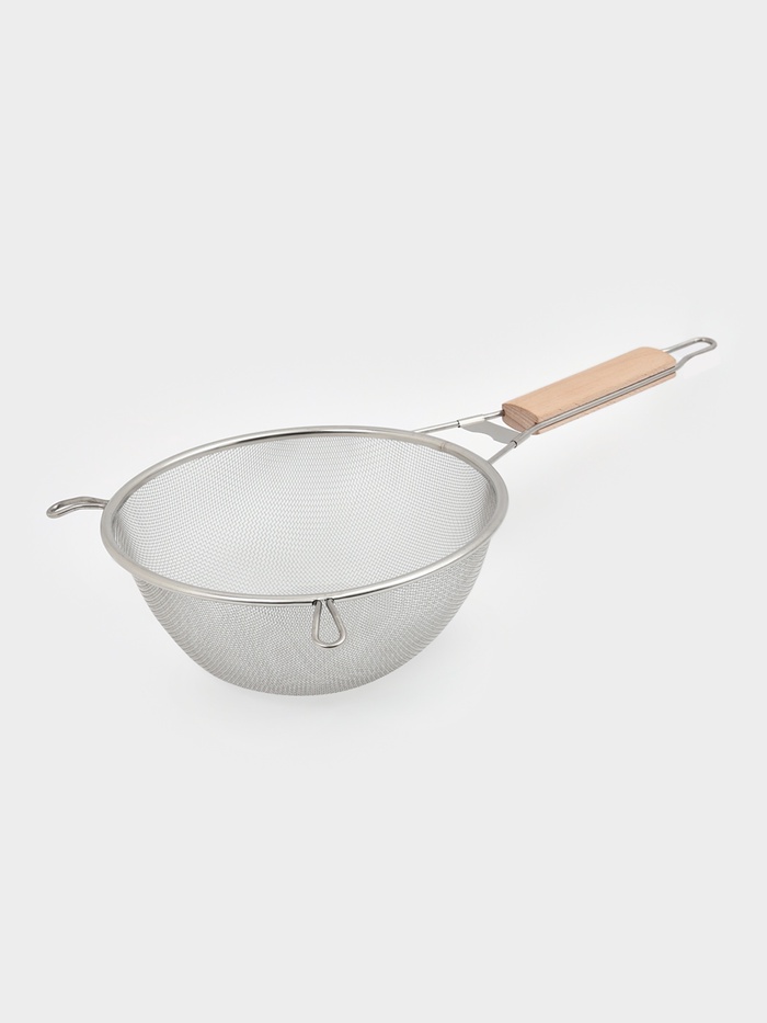 Сито для просеивания с деревянной ручкой Доляна «Стандарт», d=21 см, нержавеющая сталь - Фото 1