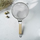 Сито для просеивания с деревянной ручкой Доляна «Стандарт», d=21 см, нержавеющая сталь - Фото 3